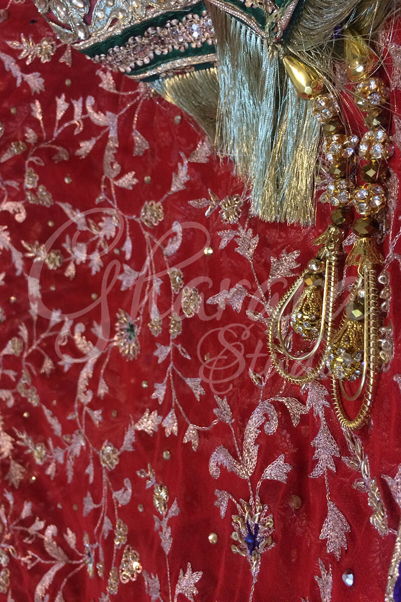 Red Gharara with Blue & Green
