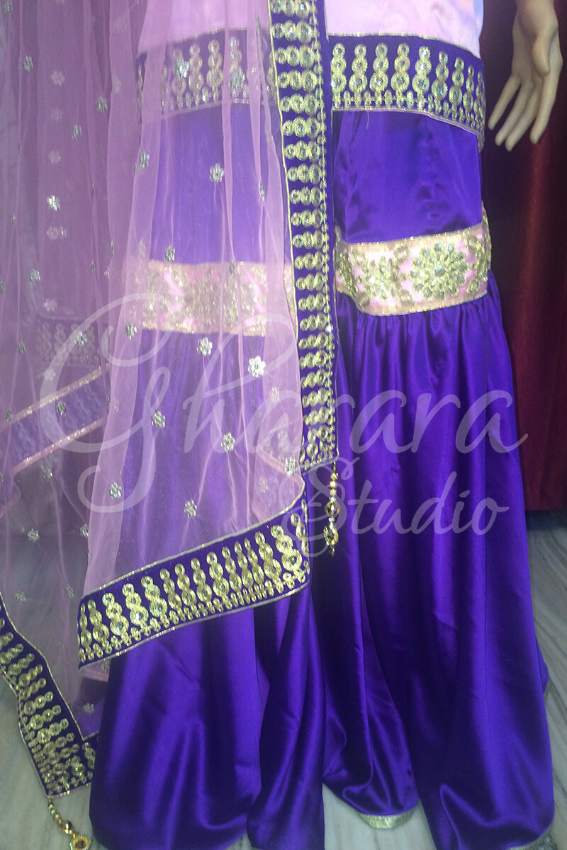 Purple Satin Gharara