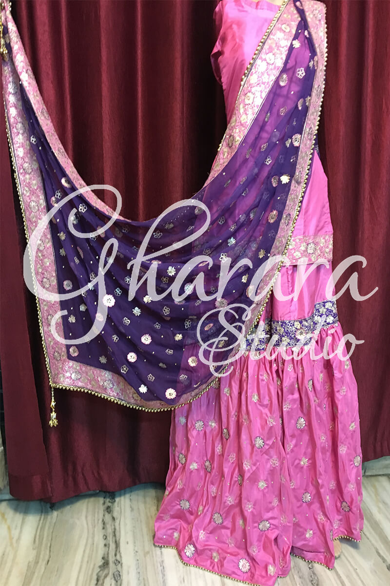 Pink & Purple Silk Gharara