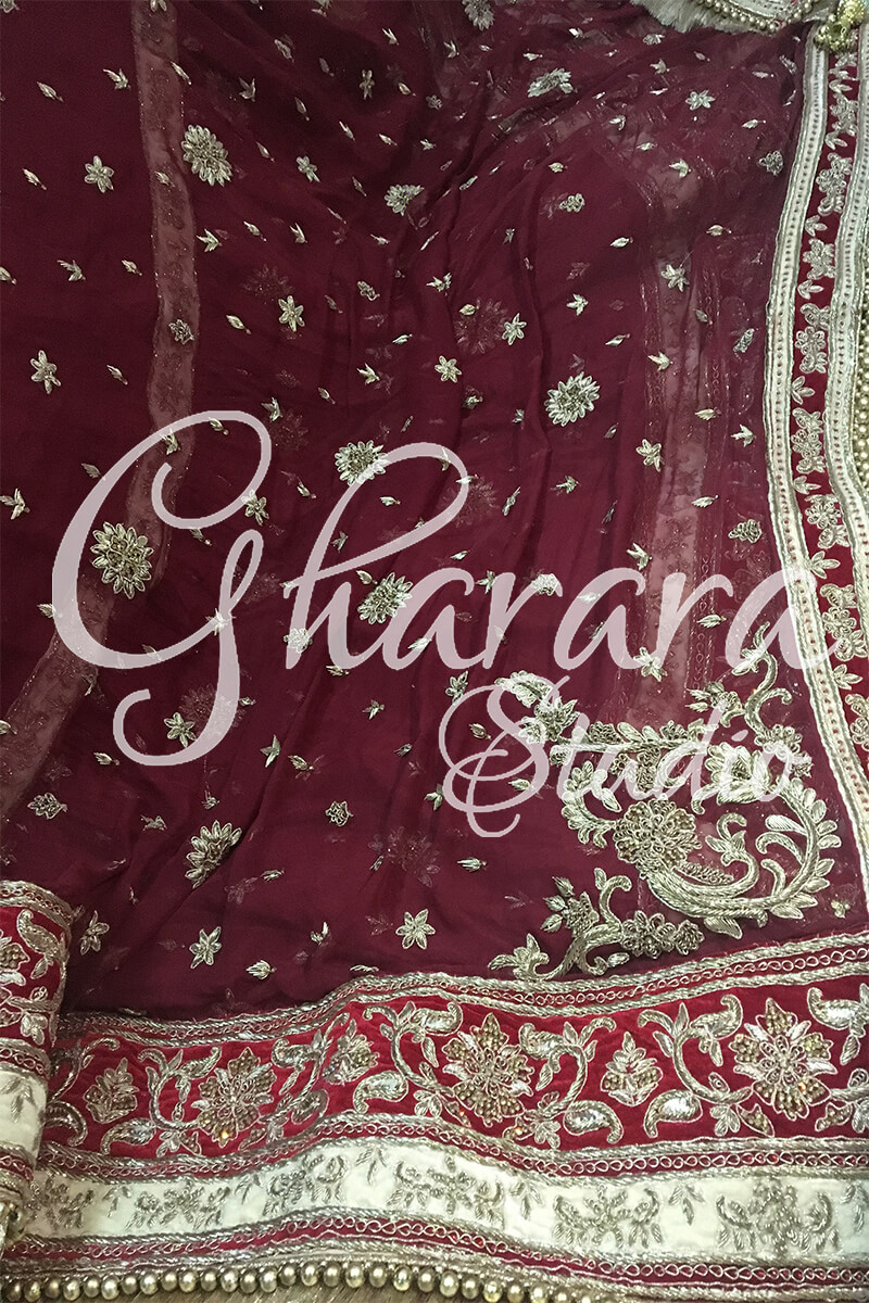 Maroon Gharara in Silk