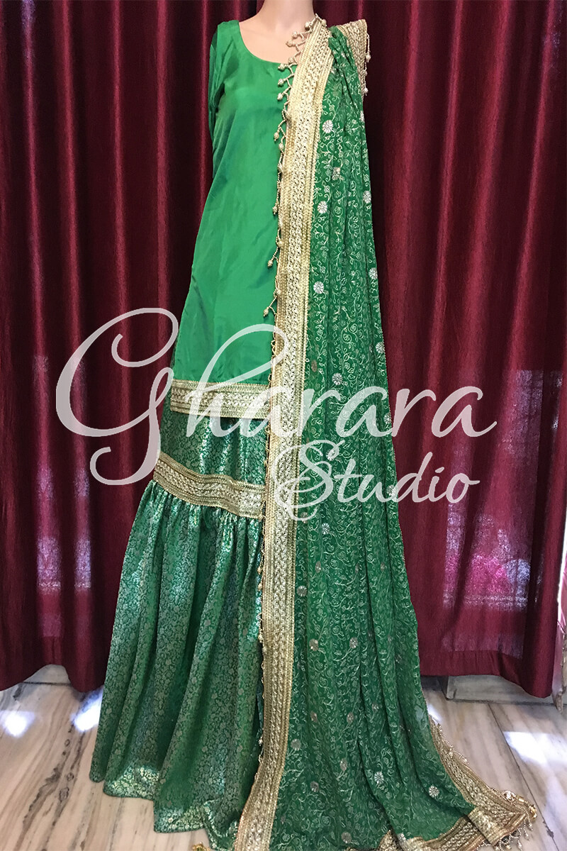 Green Kamkhwab Zari lace