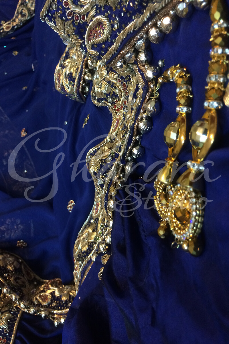 Royal Blue Silk Gharara